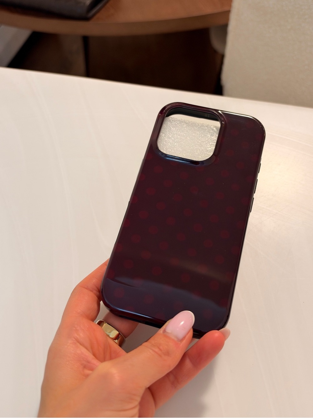 Dark Burgundy Dot iPhone Case - 16 Pro